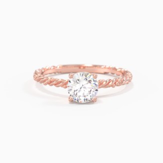 Solitaire Gemstone Ring with Twisted Rope & Bead Band