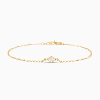 Diamond Shape Charm Bracelet with Pavé Stones
