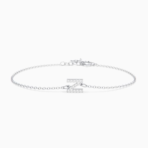 Initial Charm Bracelet With Pavé Accents - N