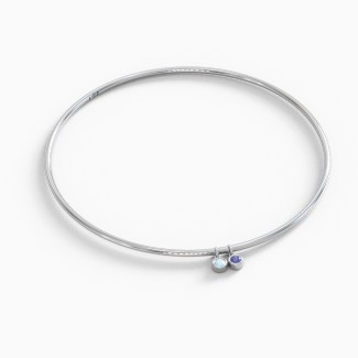 Classic Bangle with 2 Gemstone Charms