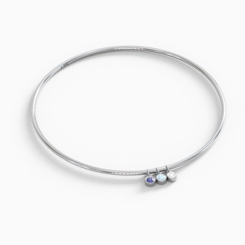 Classic Bangle with 3 Gemstone Charms