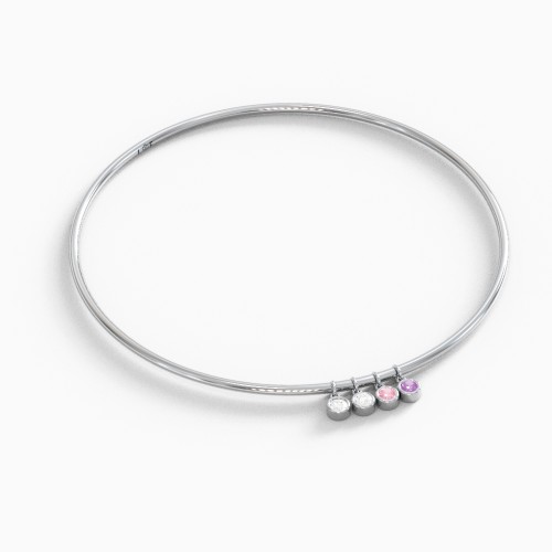 Classic Bangle with 4 Gemstone Charms
