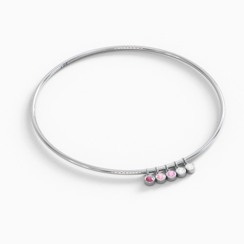 Classic Bangle with 5 Gemstone Charms