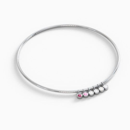 Classic Bangle with 6 Gemstone Charms