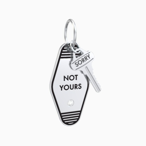 Not Yours Engravable Retro Keychain Charm with Accent - Black