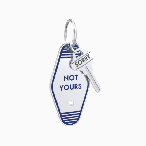 Not Yours Engravable Retro Keychain Charm with Accent - Dark Blue