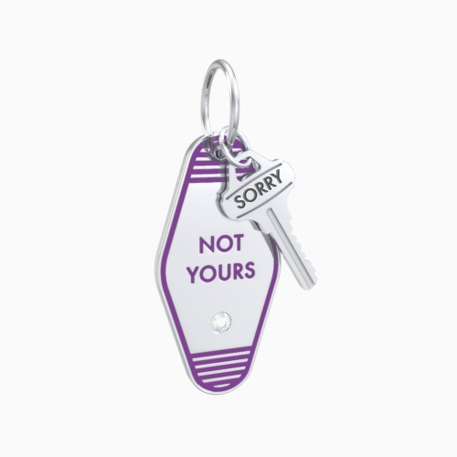 Not Yours Engravable Retro Keychain Charm with Accent - Purple