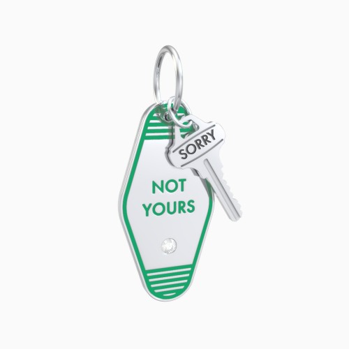 Not Yours Engravable Retro Keychain Charm with Accent - Green