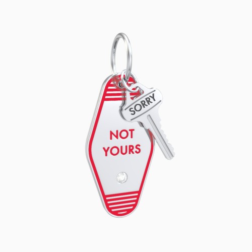 Not Yours Engravable Retro Keychain Charm with Accent - Red