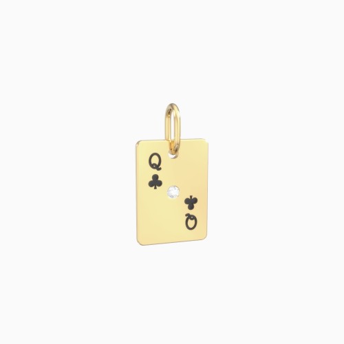 Queen of Clubs Playing Card Charm