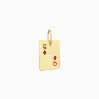 Queen of Diamonds Playing Card Charm