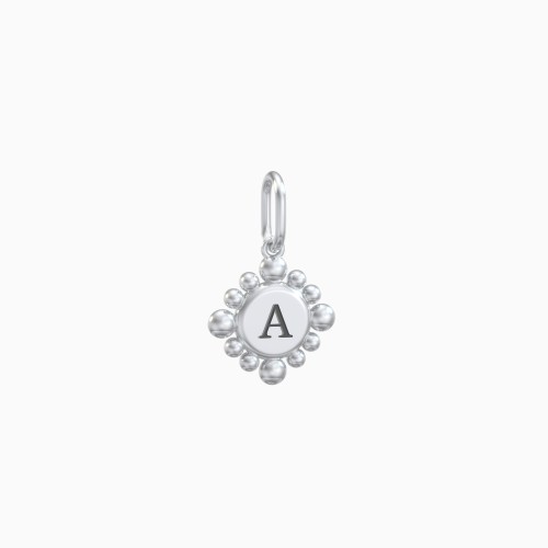 Engravable Initial Charm with Bead Detail