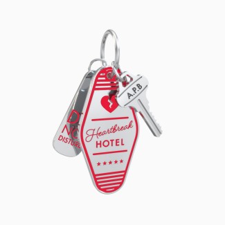 Heartbreak Hotel Engravable Retro Keychain Charm Set - Red