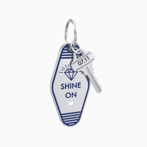 Shine On Engravable Retro Keychain Charm with Accent - Blue