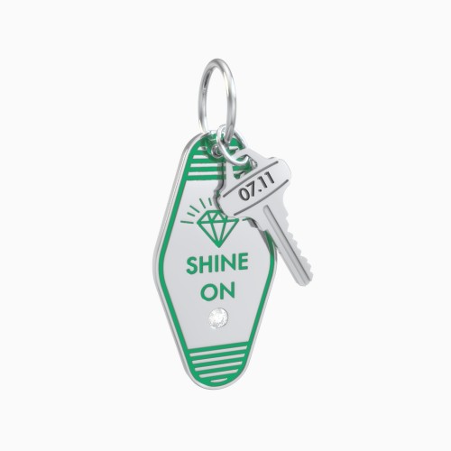 Shine On Engravable Retro Keychain Charm with Accent - Green
