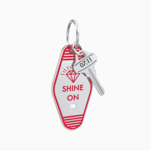 Shine On Engravable Retro Keychain Charm with Accent - Red