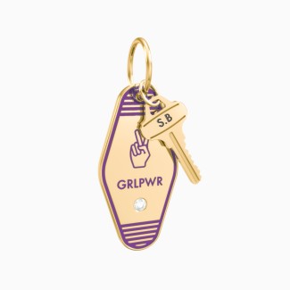 GRLPWR Engravable Retro Keychain Charm with Accent - Purple