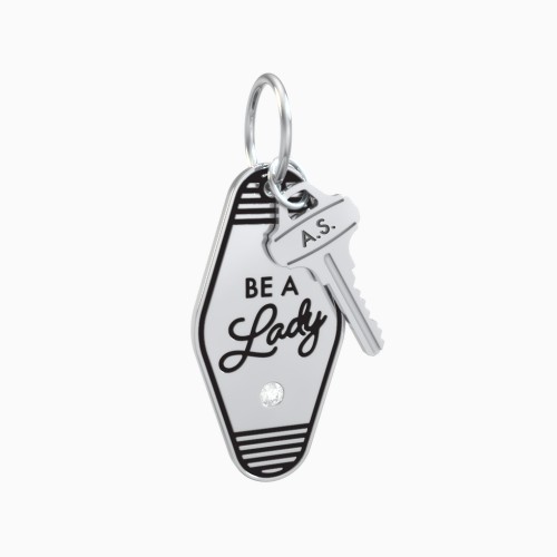 Be A Lady Engravable Retro Keychain Charm with Accent - Black