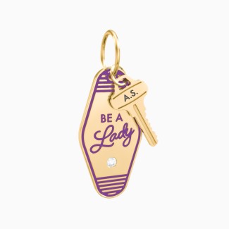 Be A Lady Engravable Retro Keychain Charm with Accent - Purple