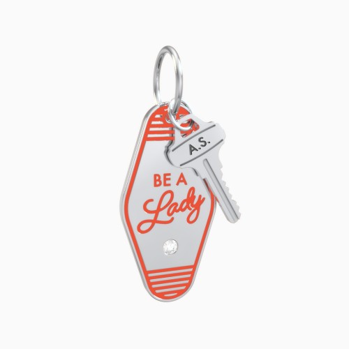 Be A Lady Engravable Retro Keychain Charm with Accent - Orange