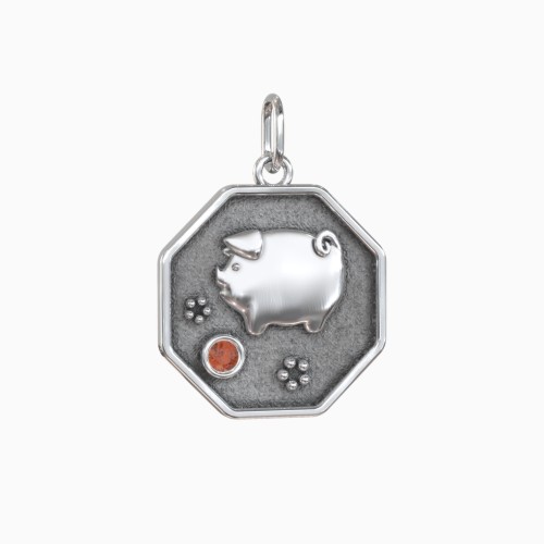 Year of the Pig Engravable Zodiac Medallion Charm