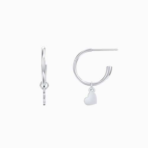 Small Hoop Earrings With Removable Heart Charm