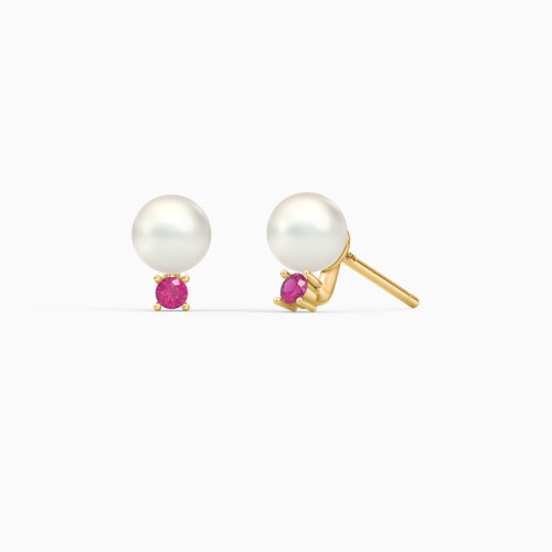 Freshwater Pearl and Gemstone Stud Earrings