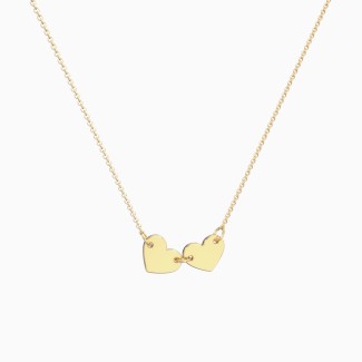 Engravable Initial 2 Heart Necklace