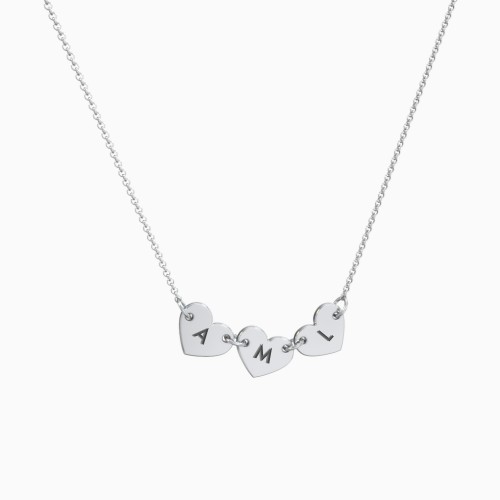 Engravable Initial 3 Heart Necklace