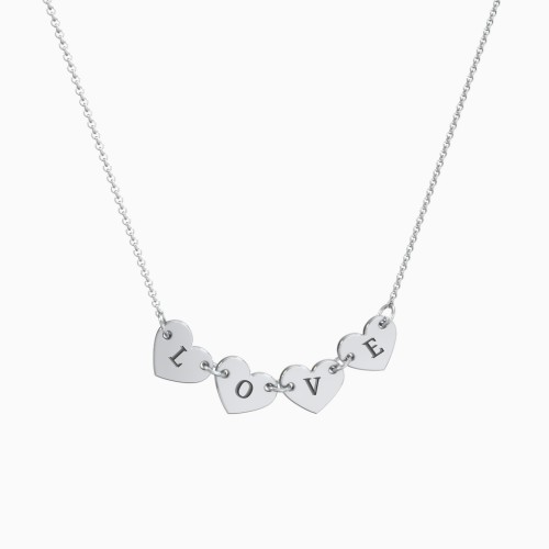 Engravable Initial 4 Heart Necklace