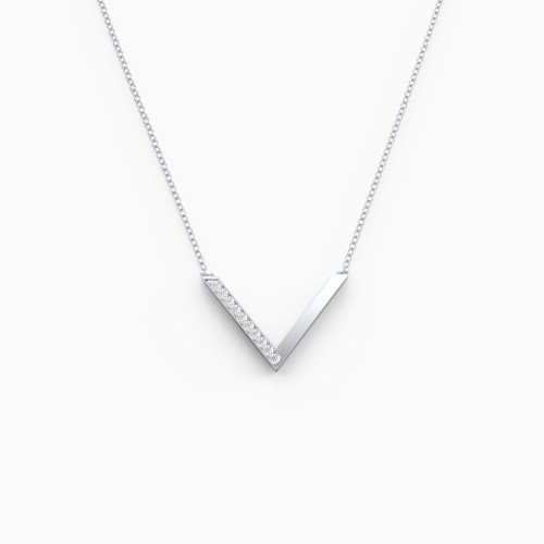 V Shaped Necklace with Accent Stones