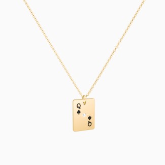 Queen of Spades Playing Card Charm Necklace