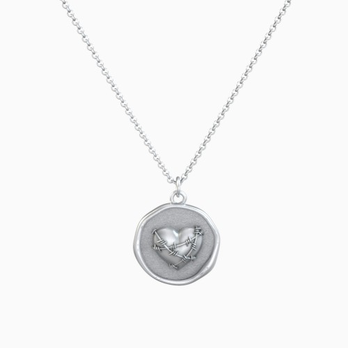 Barbed Wire Heart Medallion Necklace