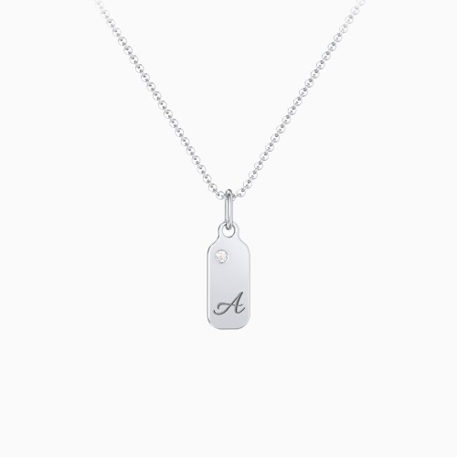 Mini Engravable Dog Tag Necklace with Accent