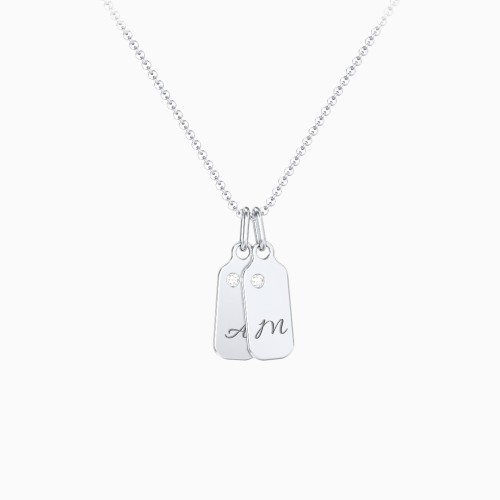 Mini Engravable 2 Dog Tags Necklace with Accents