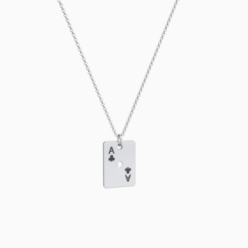 Ace of Clubs Playing Card Charm Necklace