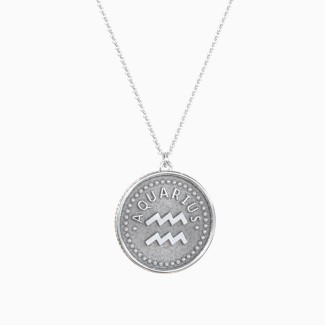 Aquarius Coin Charm Necklace