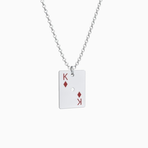 Large King of Diamonds Playing Card Charm Necklace