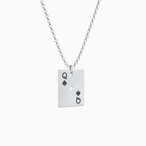 Large Queen of Spades Playing Card Charm Necklace