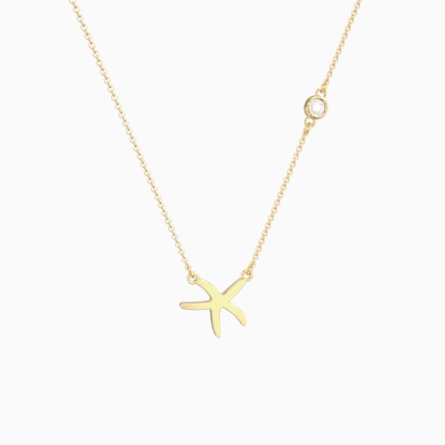 Starfish Necklace with Bezel Set Gemstone