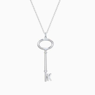 Initial Skeleton Key Pendant - K