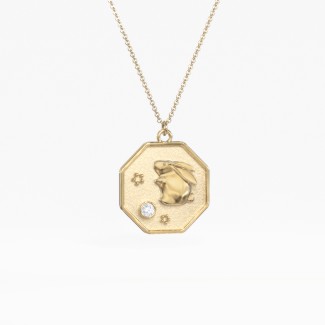 Year of the Rabbit Engravable Zodiac Medallion Necklace