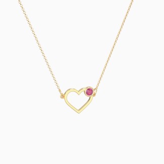 Insta Like Heart Necklace with Gemstone