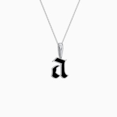 Sterling Silver Enamel Gothic Initial Necklace | Lee Fiori