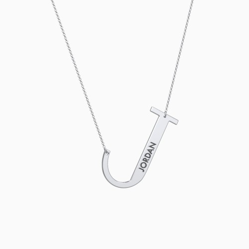 Engravable Asymmetrical Initial Necklace - J