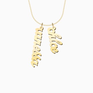 Personalized Vertical 2 Name Necklace in Emeril