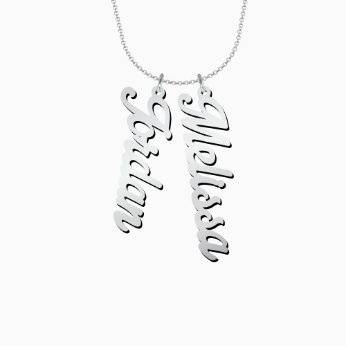 Personalized Vertical 2 Name Necklace in Glamorous