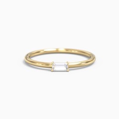 10K Yellow Gold East-West Stackable Baguette Ring with White Sapphire ...
