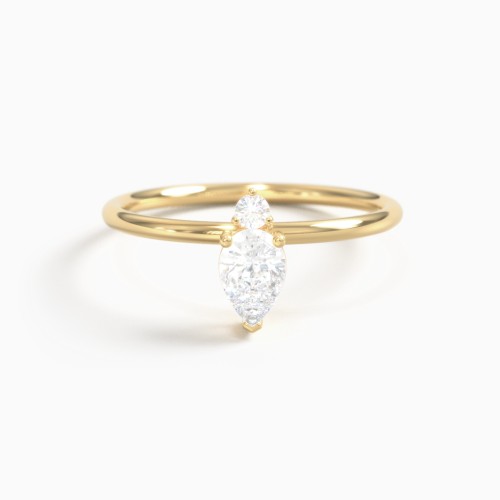 Pear Stackable Ring with Round Accent Stone