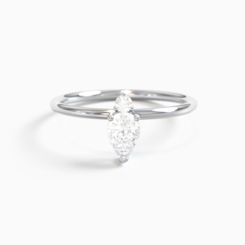 Pear Stackable Ring with Round Accent Stone